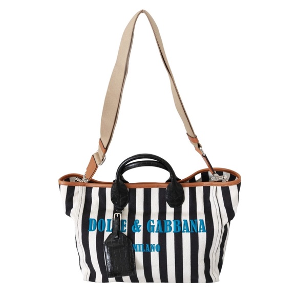 DOLCE & GABBANA Borse Striped Cotton Shopping Tote - Picture 2 of 8